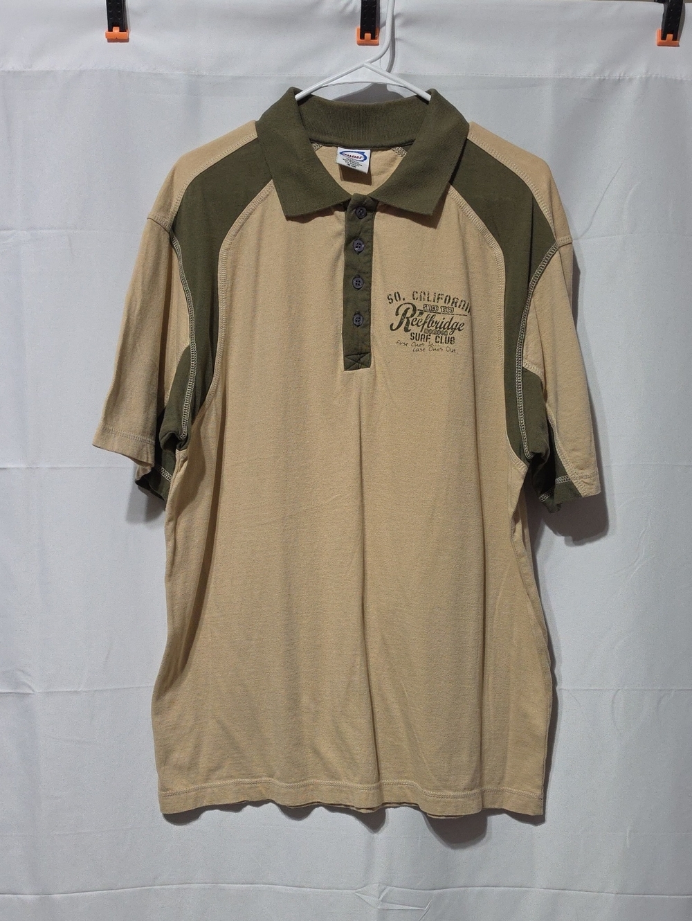 Men's Two-Tone Polo Shirt in Beige and Olive